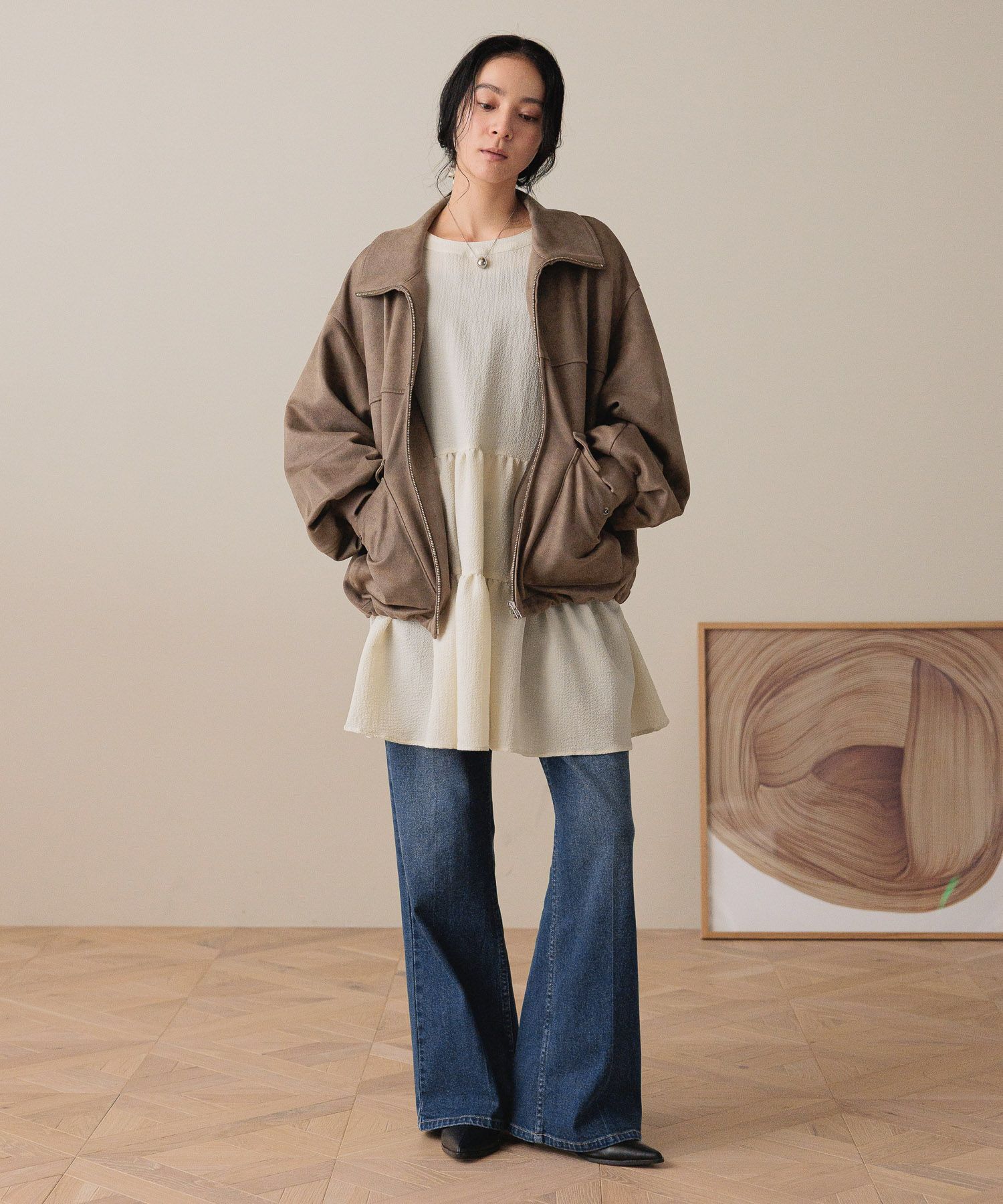 LOWRYS FARM「ストレッチデニムフレアパンツ」|デニム|