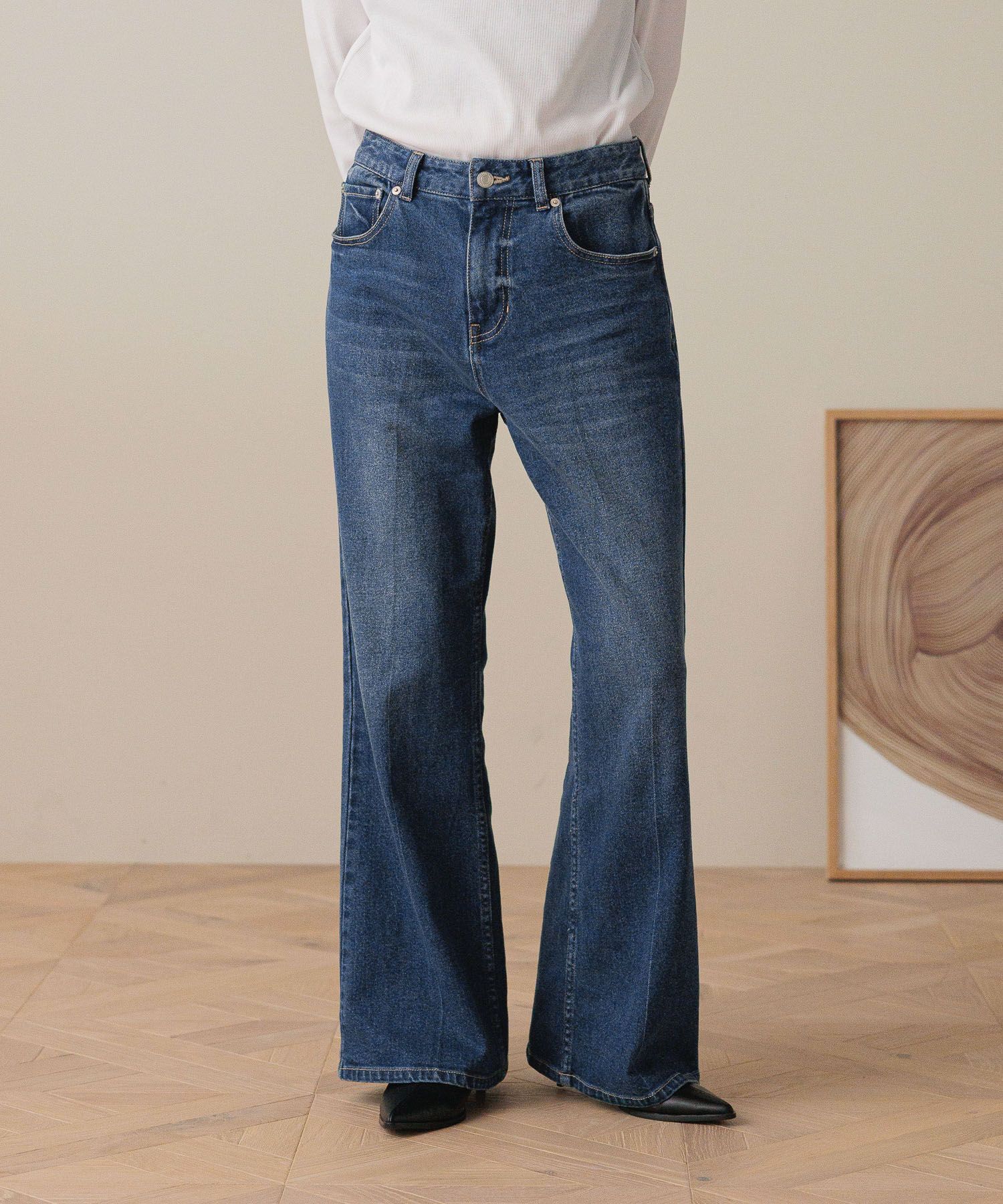 LOWRYS FARM「ストレッチデニムフレアパンツ」|デニム|