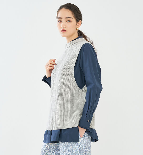 collex「バックレースアップ畔編みベスト」|ベスト・ジレ|