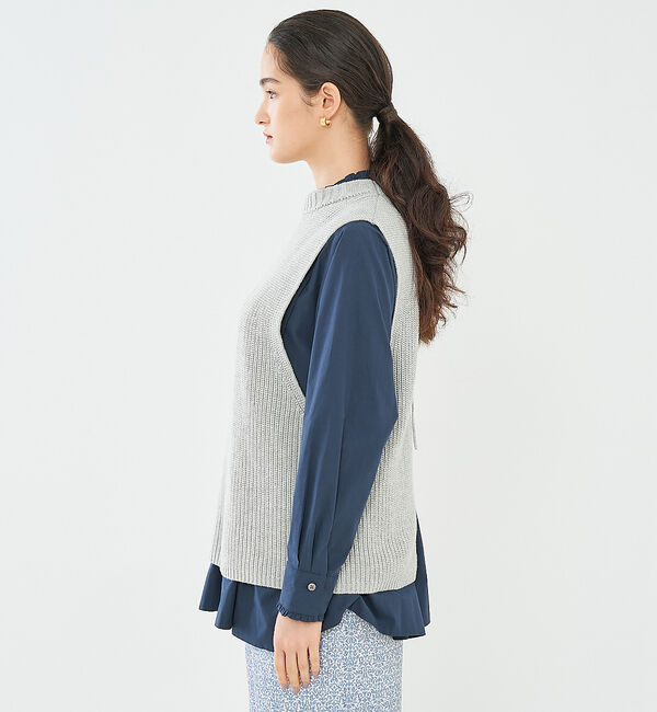 collex「バックレースアップ畔編みベスト」|ベスト・ジレ|