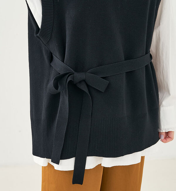 collex「ベルト付バックスリットニットベスト」|ベスト・ジレ|