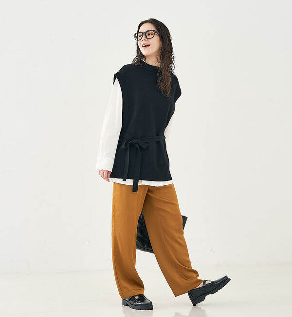 collex「ベルト付バックスリットニットベスト」|ベスト・ジレ|