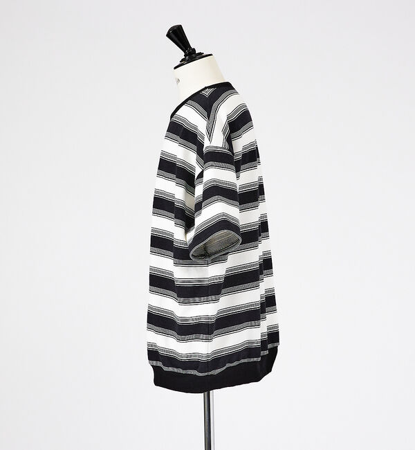 ABAHOUSE「マルチボーダースウェット半袖シャツ / 6分袖/ ユニセックス」|Tシャツ・カットソー|