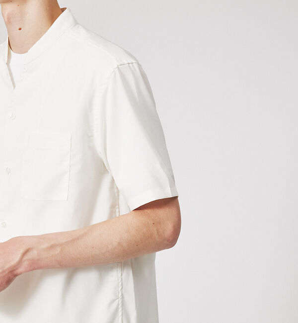 ABAHOUSE「【定番】ノーカラー Vネック 半袖シャツ」|シャツ・ブラウス|