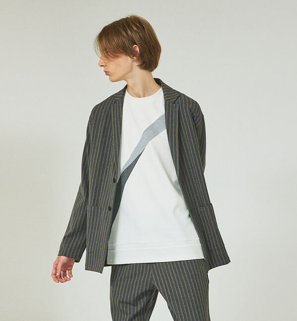 ABAHOUSE「【バイアスライン】配色切り替え ポンチ 長袖Tシャツ」|Tシャツ・カットソー|