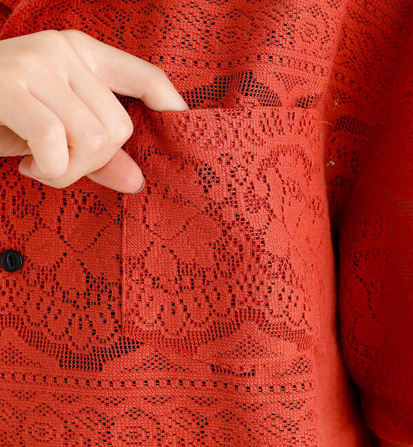 ABAHOUSE「【Revo.レボ】透かし編みニットオープンカラー半端袖シャツ」|シャツ・ブラウス|