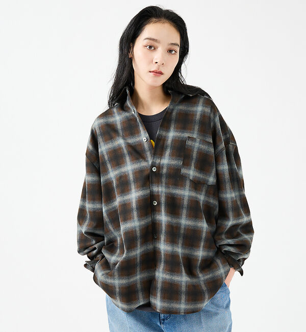 ABAHOUSE「【Revo.レボ】 オンブレーチェックシャツ/ルーズフィット /セットアップ/ユ」|シャツ・ブラウス|ブルー