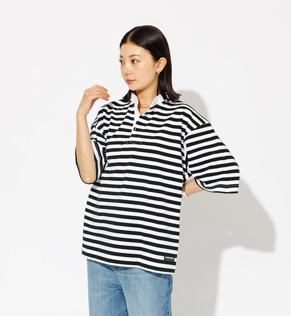 Rouge vif「【BARBARIAN/バーバリアン】ヘンリーネック ボーダーＴ / 半袖 / プ」|Tシャツ・カットソー|