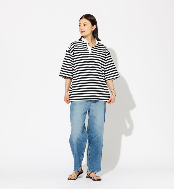 Rouge vif「【BARBARIAN/バーバリアン】ヘンリーネック ボーダーＴ / 半袖 / プ」|Tシャツ・カットソー|