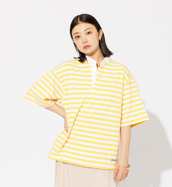 Rouge vif「【BARBARIAN/バーバリアン】ヘンリーネック ボーダーＴ / 半袖 / プ」|Tシャツ・カットソー|