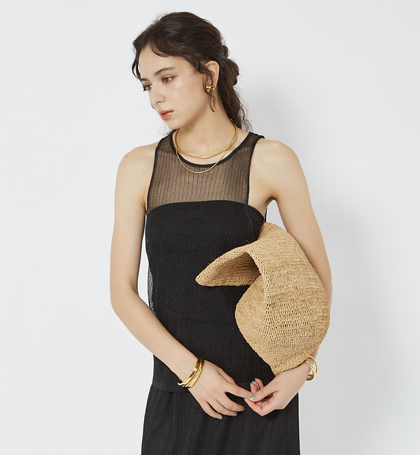 Rouge vif「針抜きシアーメタリックアメスリニット」|キャミソール|