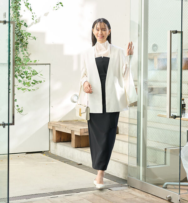 Rouge vif「ノーカラースリットスリーブジャケット」|ノーカラージャケット|