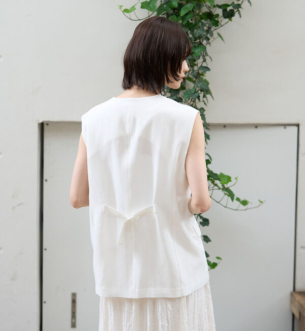 Rouge vif「リネン混サマーノーカラージレベスト」|シャツ・ブラウス|