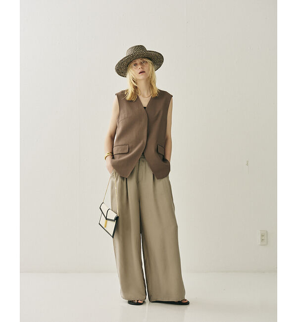 Rouge vif「リネン混サマーノーカラージレベスト」|シャツ・ブラウス|