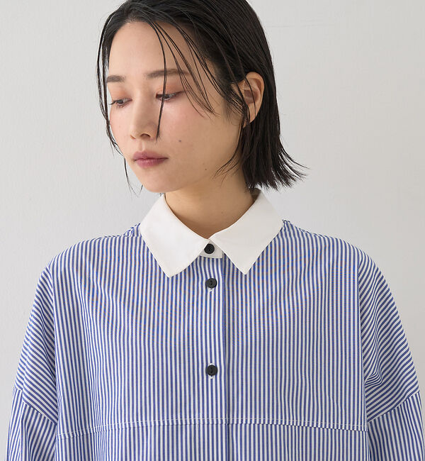 Rouge vif「コットンストライプクレリックシャツ」|シャツ・ブラウス|