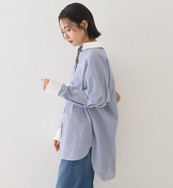 Rouge vif「コットンストライプクレリックシャツ」|シャツ・ブラウス|