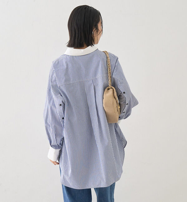 Rouge vif「コットンストライプクレリックシャツ」|シャツ・ブラウス|