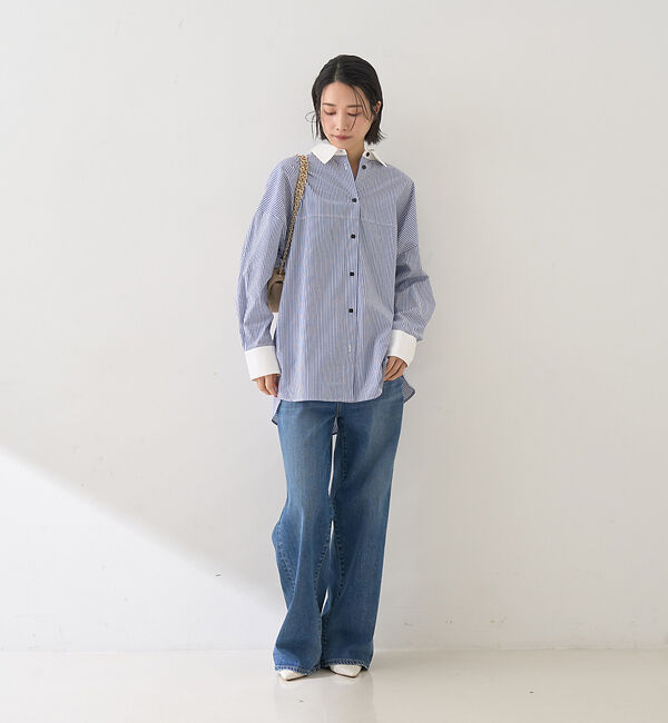 Rouge vif「コットンストライプクレリックシャツ」|シャツ・ブラウス|