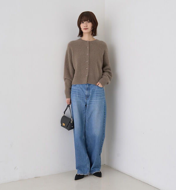 Rouge vif「フォックスウールクルーネッククルミ釦カーディガン」|カーディガン|