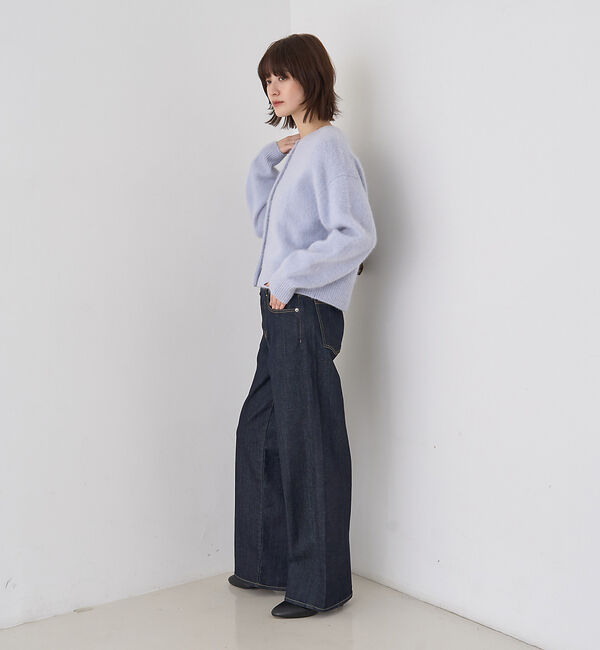 Rouge vif「フォックスウールクルーネッククルミ釦カーディガン」|カーディガン|