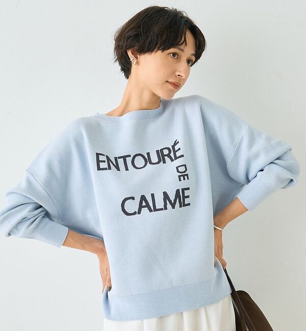 Rouge vif「【2026SS新作】ジャガードロゴニット ENTOURE DE CALME」|ニット・セーター|サックスブルー