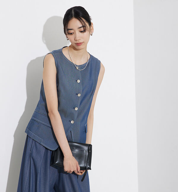 qualite「テンセルデニムノースリーブ」|キャミソール|