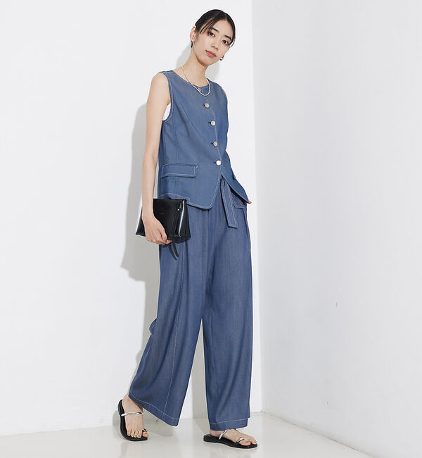 qualite「テンセルデニムノースリーブ」|キャミソール|