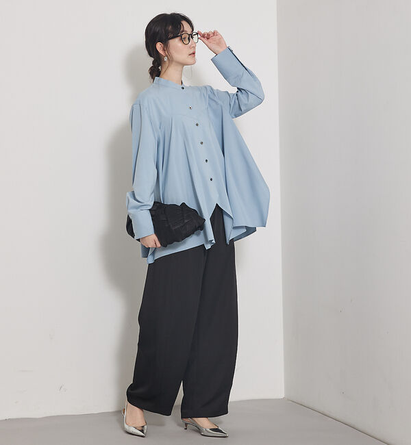 qualite「【気品あるツヤ感】ジョーゼットサテンワイドパンツ」|その他|