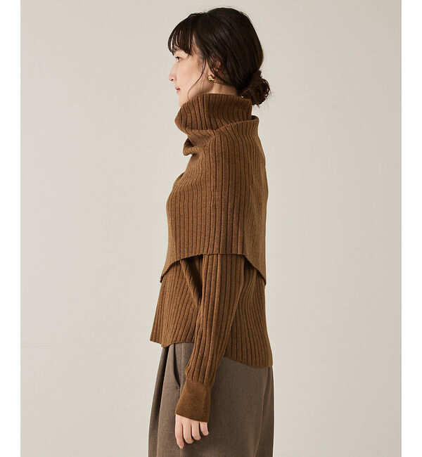 qualite「ご好評につき再入荷！【新色追加！25AW】アシメスヌードリブニット/スヌード取り」|ニット・セーター|