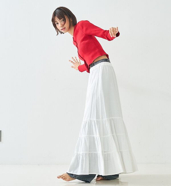 abahouse mavie「【ペチ付き】ティアードスカート/春服/夏服/マキシ/レイヤード」|スカート|