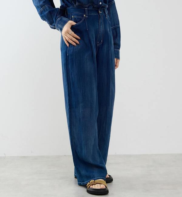 SOFFITTO「シアーデニムワイドパンツ」|デニム|
