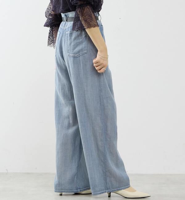 SOFFITTO「シアーデニムワイドパンツ」|デニム|