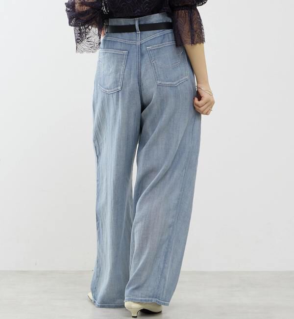 SOFFITTO「シアーデニムワイドパンツ」|デニム|