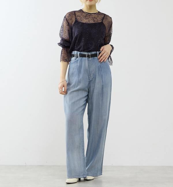 SOFFITTO「シアーデニムワイドパンツ」|デニム|
