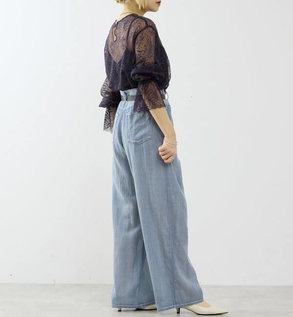 SOFFITTO「シアーデニムワイドパンツ」|デニム|