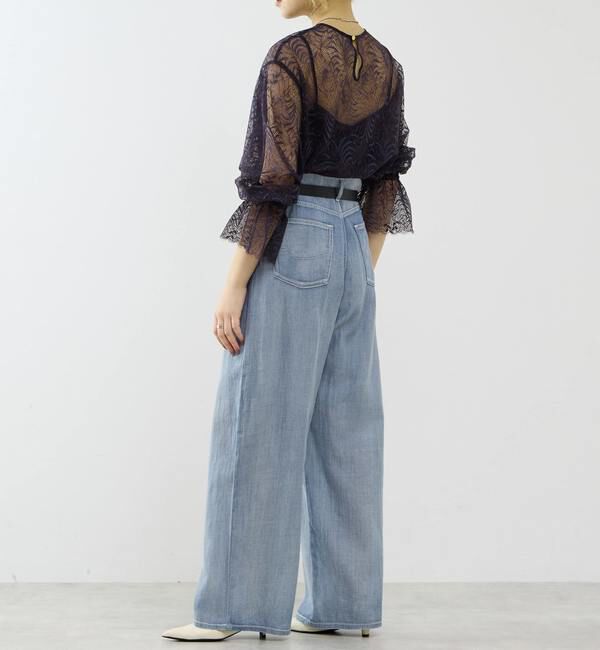 SOFFITTO「シアーデニムワイドパンツ」|デニム|