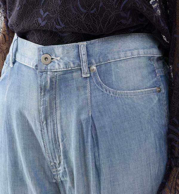 SOFFITTO「シアーデニムワイドパンツ」|デニム|