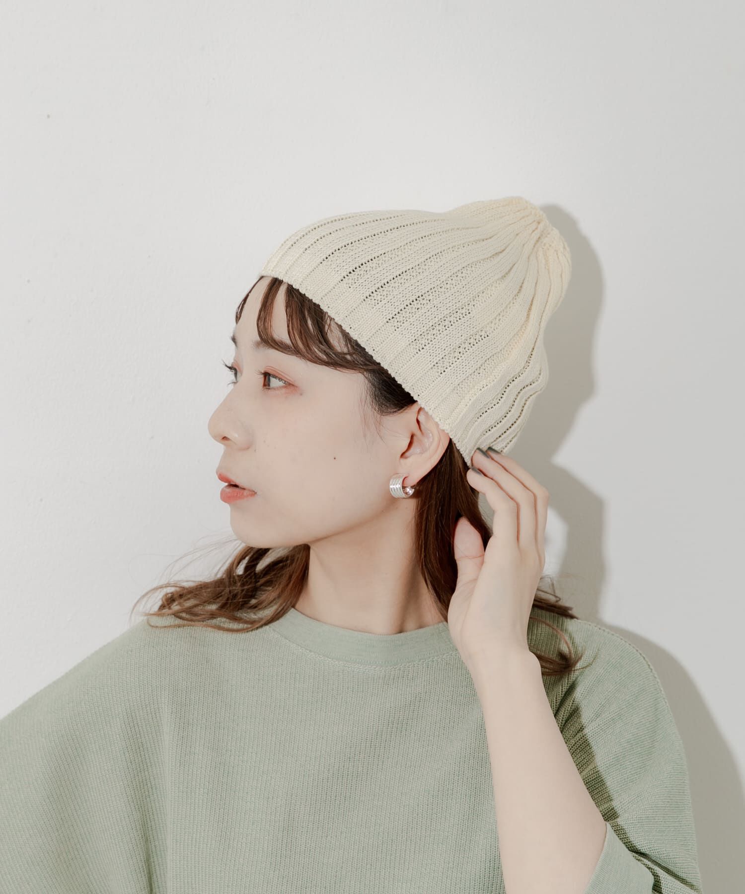 SMELLY「コットンリネンリブビーニー」|ニット帽|