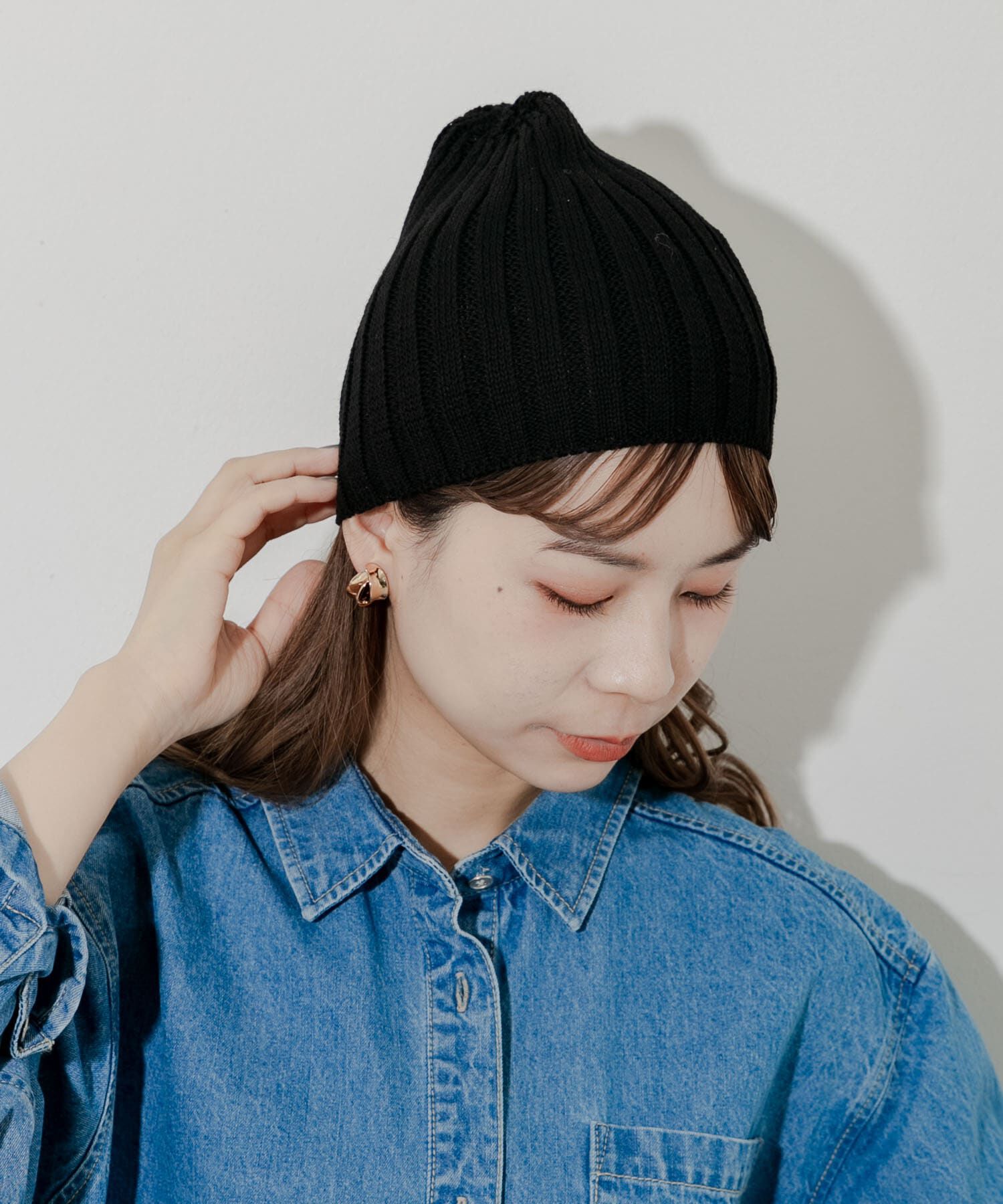 SMELLY「コットンリネンリブビーニー」|ニット帽|