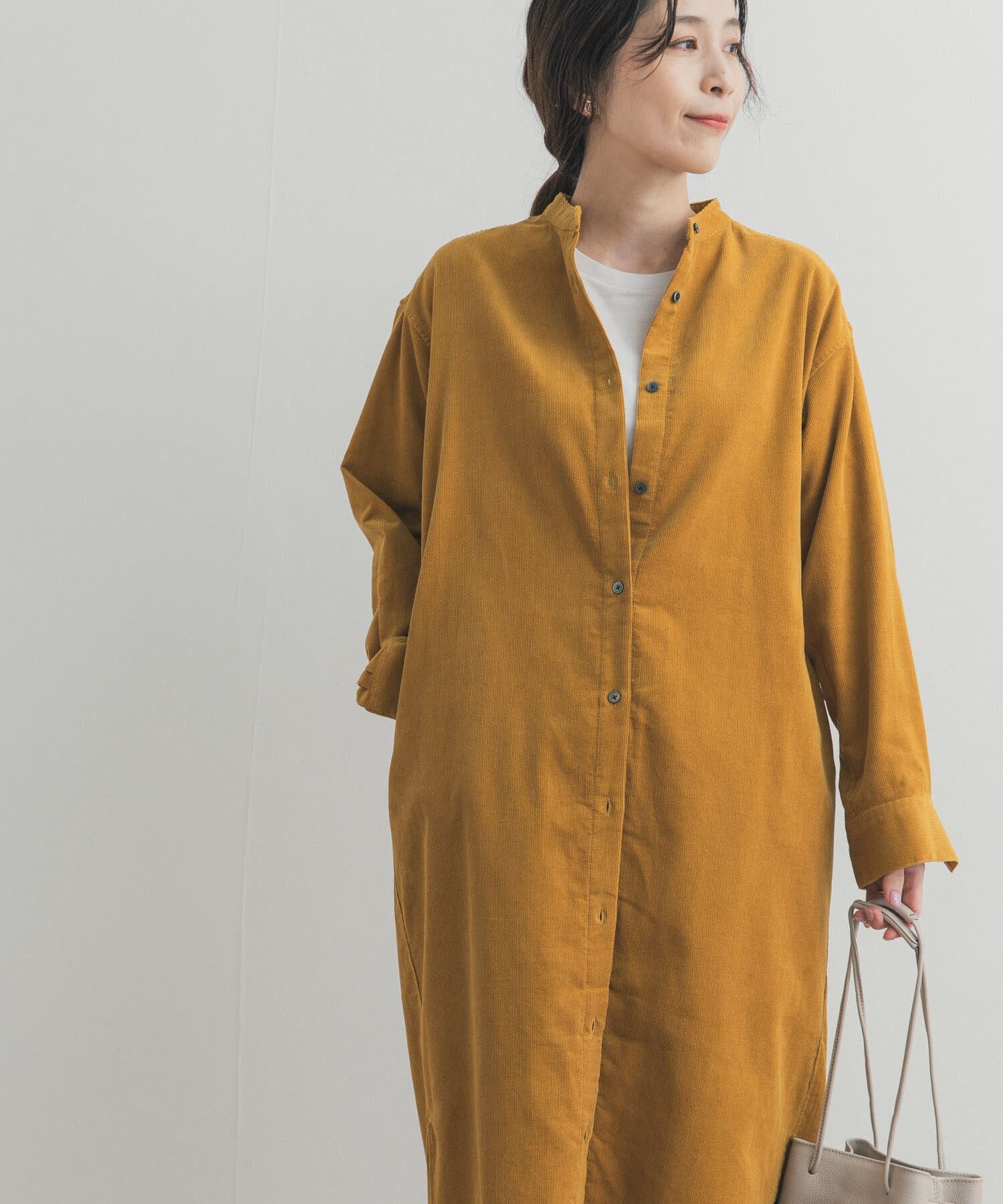 URBAN RESEARCH DOORS「『WEB/一部店舗限定カラー』『UR TECH』コーデュロイシャツワンピース」|ワンピース|マスタード