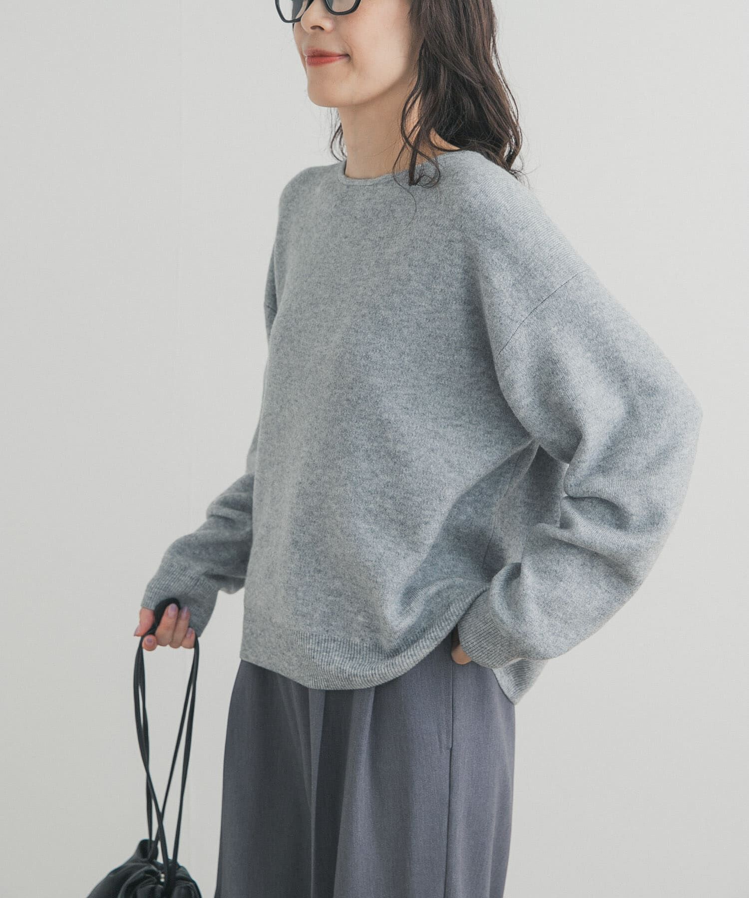 URBAN RESEARCH DOORS「ボートネックスムースプルオーバー」|ニット・セーター|グレー