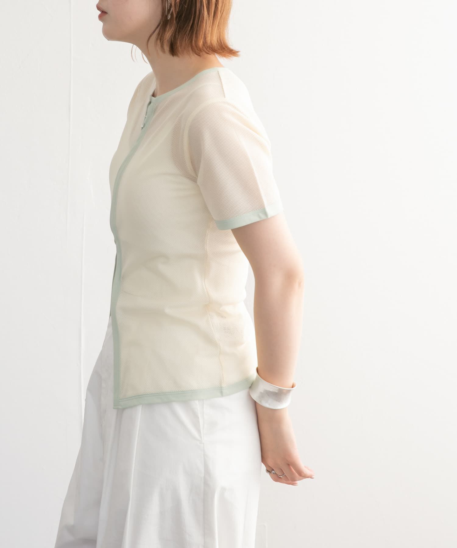  「メッシュZIPトップス」|Tシャツ・カットソー|