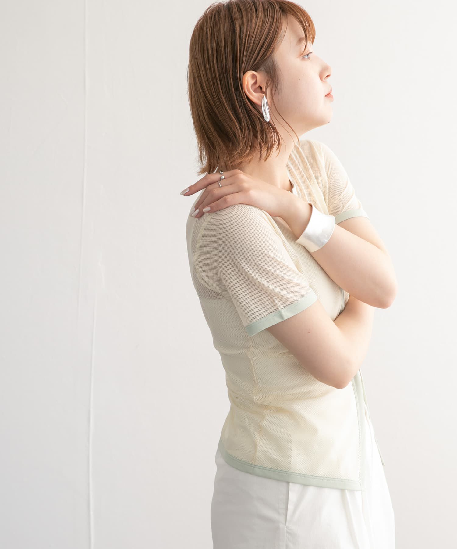  「メッシュZIPトップス」|Tシャツ・カットソー|