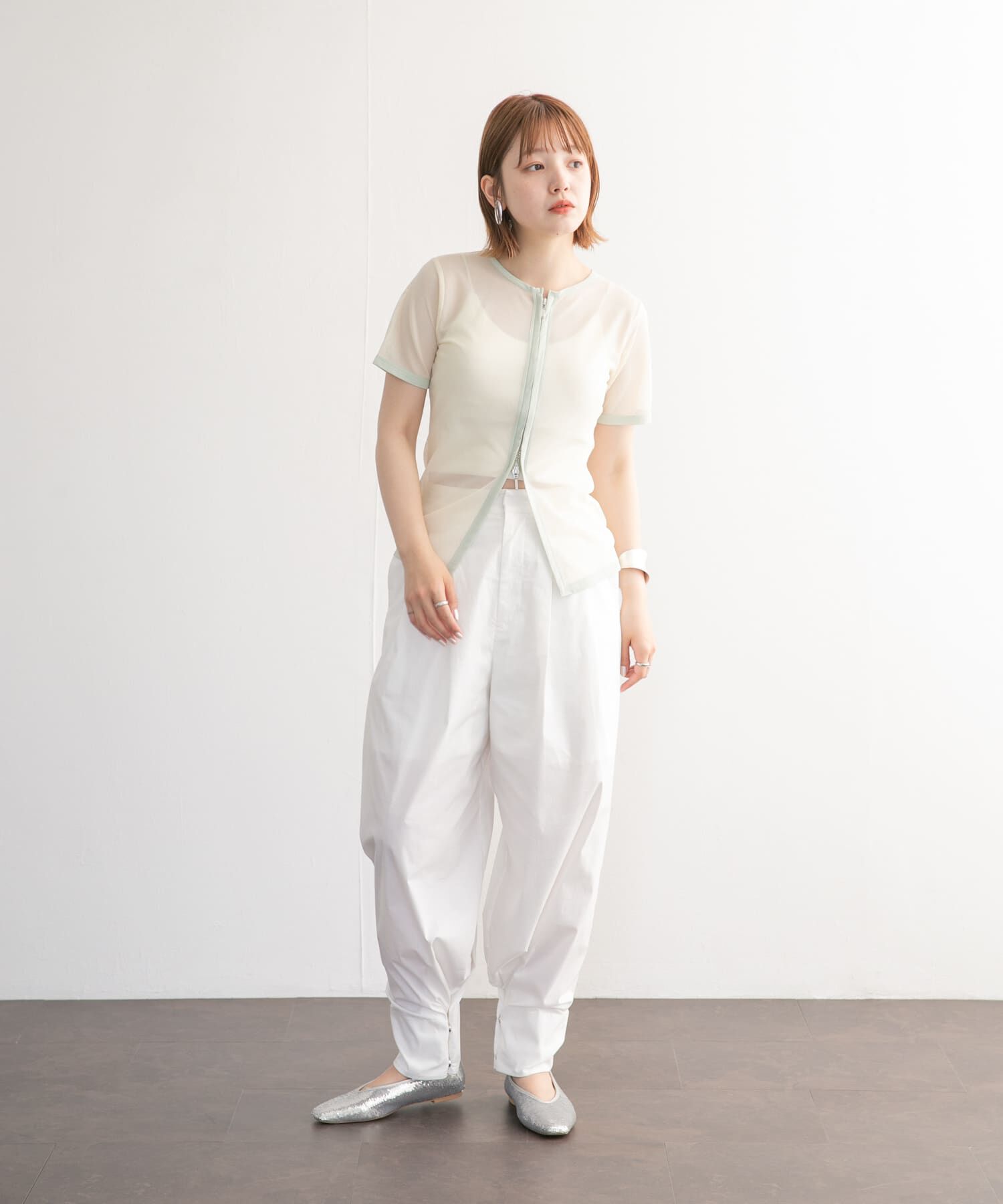  「メッシュZIPトップス」|Tシャツ・カットソー|