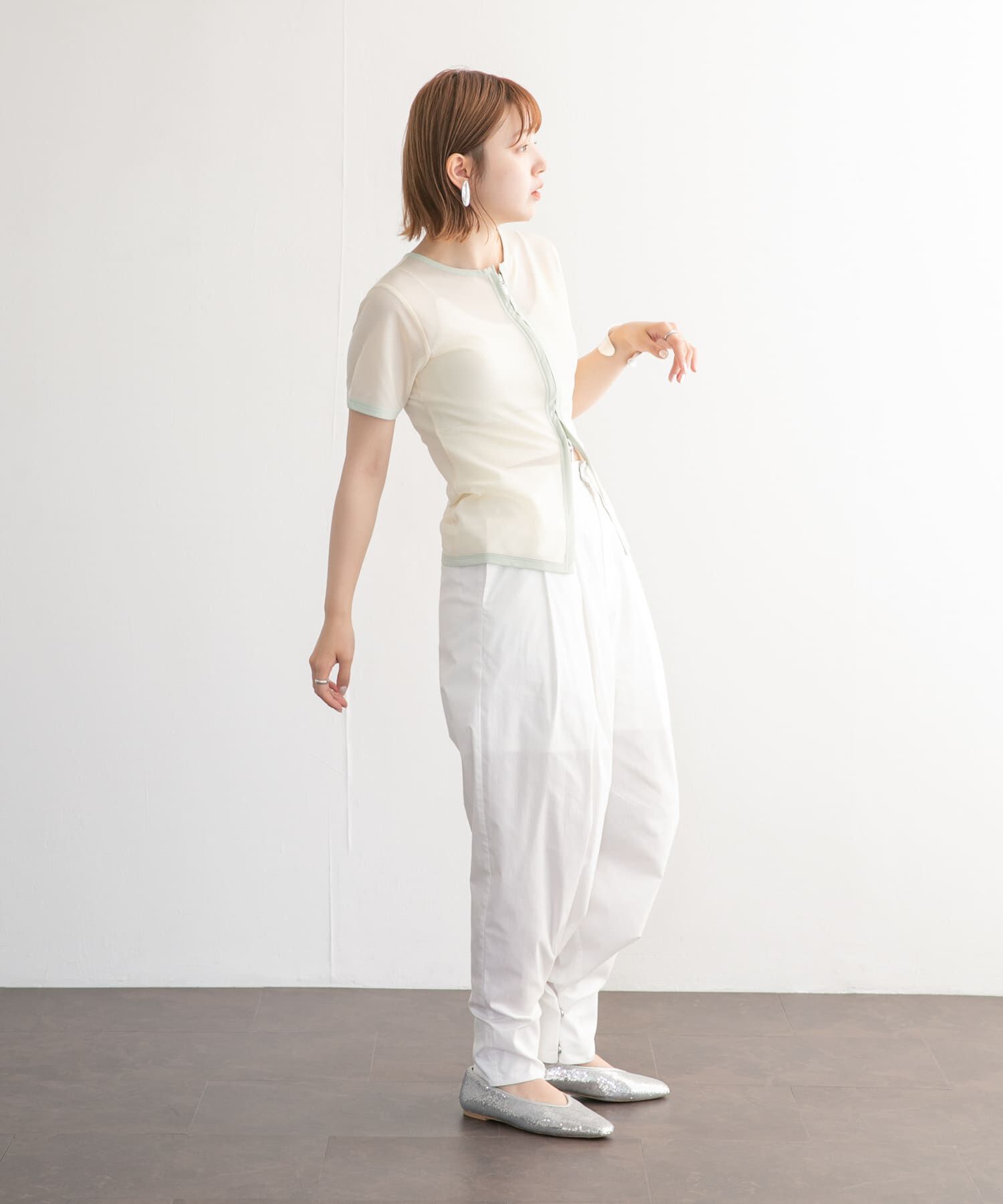  「メッシュZIPトップス」|Tシャツ・カットソー|