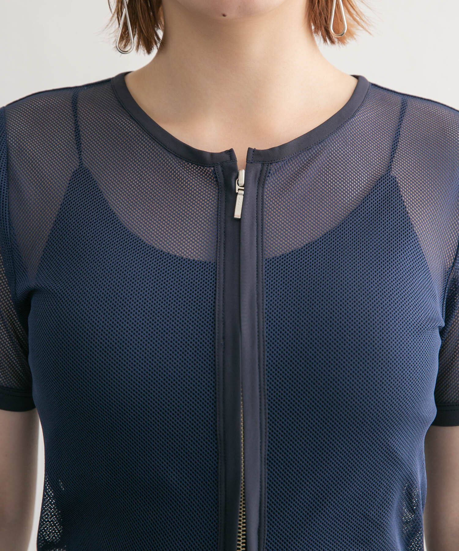  「メッシュZIPトップス」|Tシャツ・カットソー|