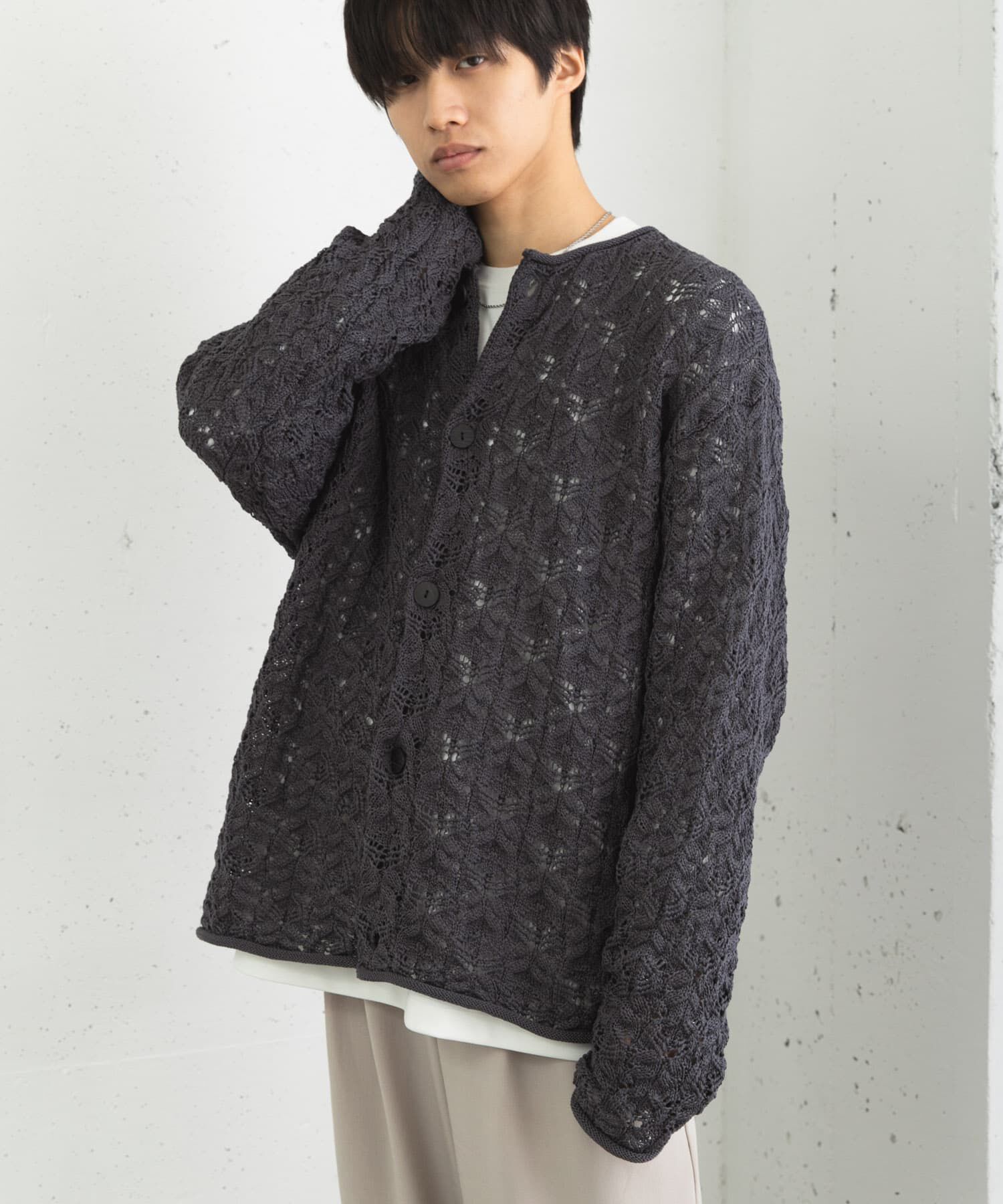 SENSE OF PLACE by URBAN RESEARCH「ケーブルメッシュクルーネックカーディガン」|カーディガン|