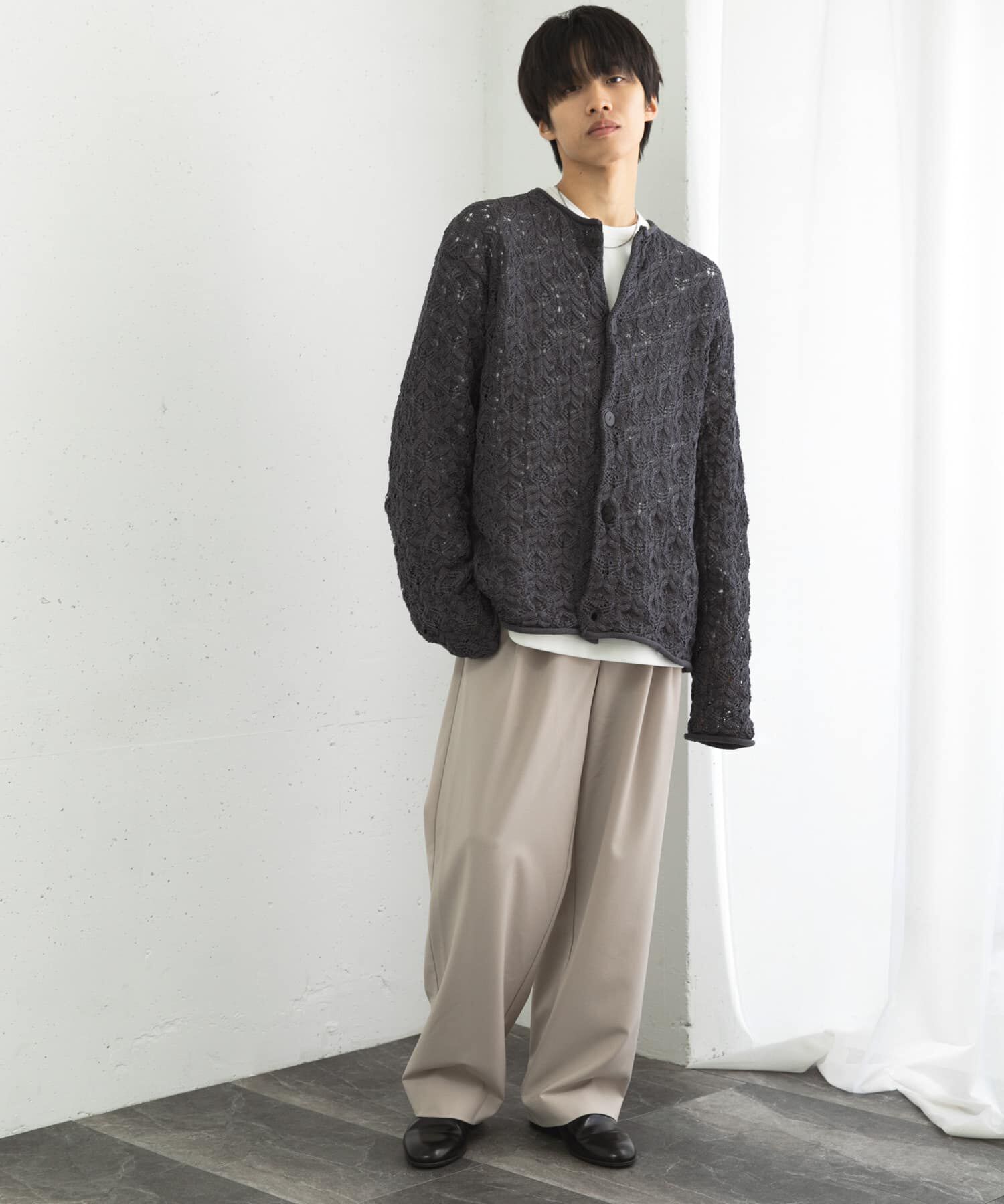 SENSE OF PLACE by URBAN RESEARCH「ケーブルメッシュクルーネックカーディガン」|カーディガン|