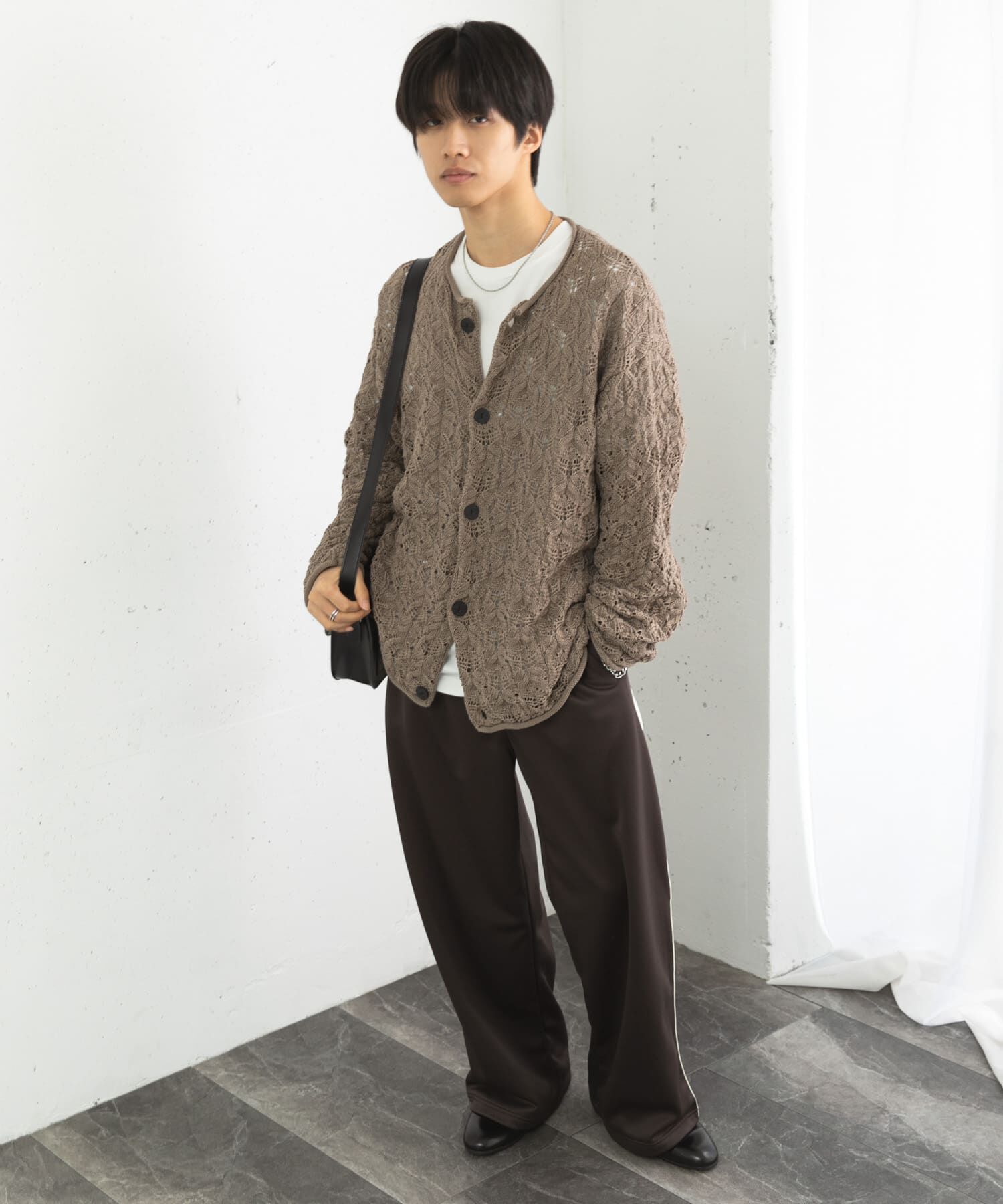 SENSE OF PLACE by URBAN RESEARCH「ケーブルメッシュクルーネックカーディガン」|カーディガン|