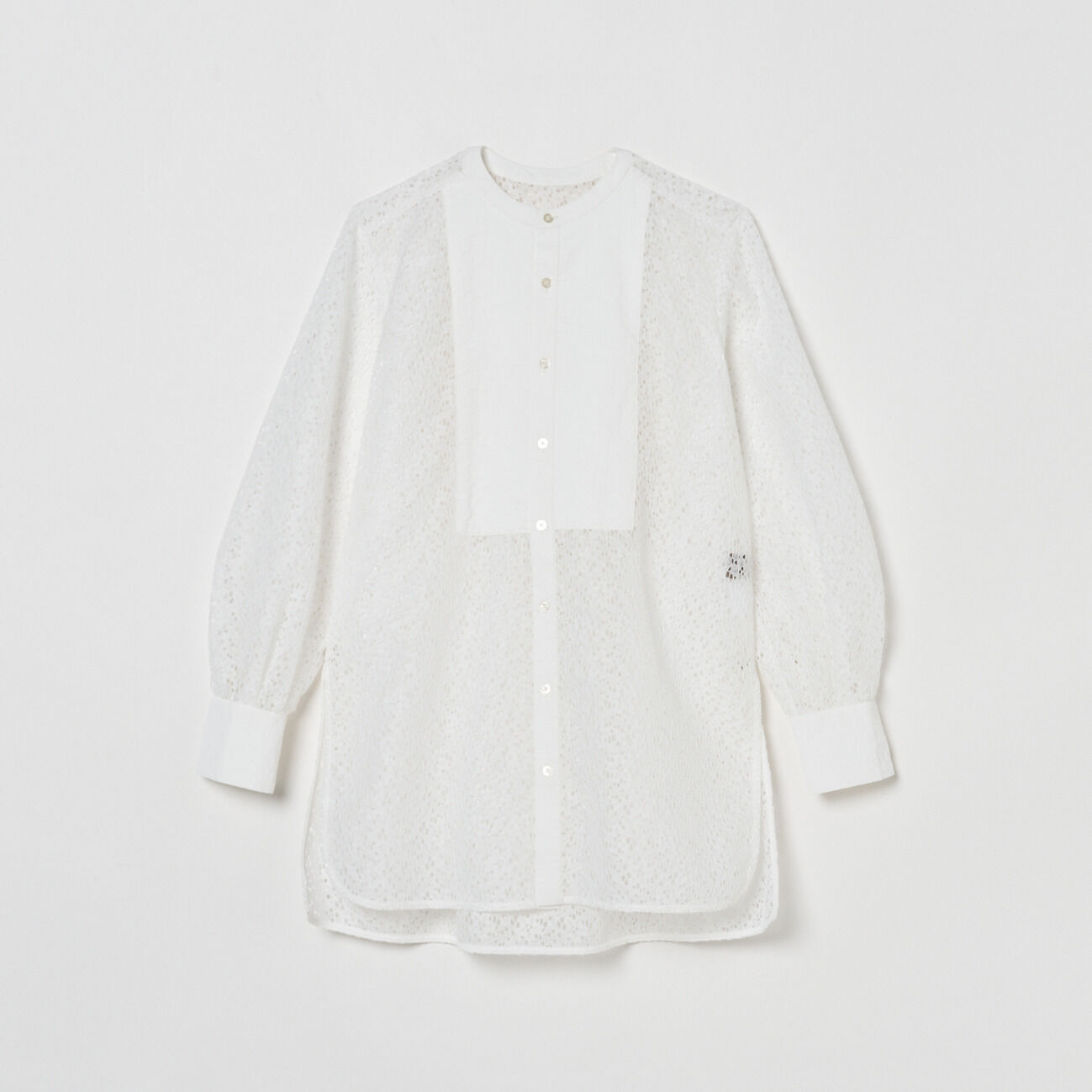HELIOPOLE「HELIOPOLE LACE COLLARLESS SHIRT」|シャツ・ブラウス|ホワイト